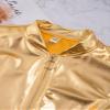 JEYPINMI Kids Girls Bomber Jacket Long Sleeve Jazz Dance Crop Top Zipper Coat Outerwear Sparkle Clubwear Gold 8 Years view 2