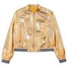 JEYPINMI Kids Girls Bomber Jacket Long Sleeve Jazz Dance Crop Top Zipper Coat Outerwear Sparkle Clubwear Gold 8 Years view 3