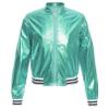 FEESHOW Girls Boys Sequined Metallic Bomber Jacket Zip Up Coat Outerwear for Hip Hop Jazz Sports Diaco Party Wear Blue Green 14 Years view 1