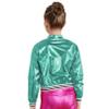 FEESHOW Girls Boys Sequined Metallic Bomber Jacket Zip Up Coat Outerwear for Hip Hop Jazz Sports Diaco Party Wear Blue Green 14 Years view 3