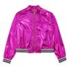 JEYPINMI Kids Girls Bomber Jacket Long Sleeve Jazz Dance Crop Top Zipper Coat Outerwear Sparkle Clubwear Rose 8 Years view 2