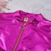 JEYPINMI Kids Girls Bomber Jacket Long Sleeve Jazz Dance Crop Top Zipper Coat Outerwear Sparkle Clubwear Rose 8 Years view 4