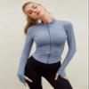 Lviefent Womens Lightweight Full Zip Running Track Jacket Workout Slim Fit Yoga Sportwear with Thumb Holes (Blue-L) view 2