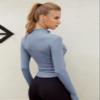 Lviefent Womens Lightweight Full Zip Running Track Jacket Workout Slim Fit Yoga Sportwear with Thumb Holes (Blue-L) view 4