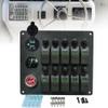 10 Gang Marine Rocker Switch Panel with Fuses, LED Voltmeter Dual USB Car Charger Power Socket Boat Horn Button 12V 24V RV Waterproof Switch Panel with Breakers for Truck Automotive (Green)