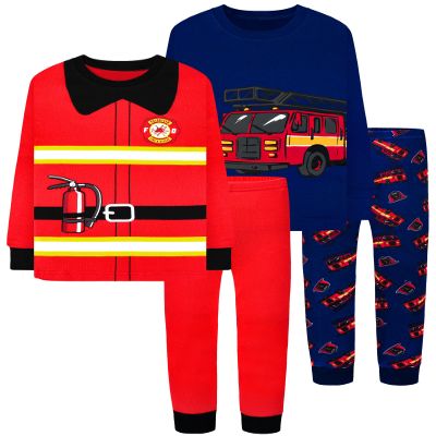 DAUGHTER QUEEN Boys Pajamas 18-24 Months Firetruck PJs 100% Cotton Long Sleeve Pj Sets Baby Toddler Sleepwear Firefighter Jammies Fire Engine Clothes 18m/Mo 24m/Mth