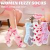 Anlisim Womens Fuzzy Socks Cozy Fluffy Winter Cabin Slipper Warm Fleece Soft Thick Comfy Socks(One Size, Heart shape) view 2