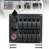 10 Gang RV Rocker Switch Panel with Horn Button Voltmeter Dual USB Power Outlet Socket 12V 24V Marine Waterproof Switch Panel with Fuse Circuit Breaker for Boat Bus Truck Automotive (Red) view 1