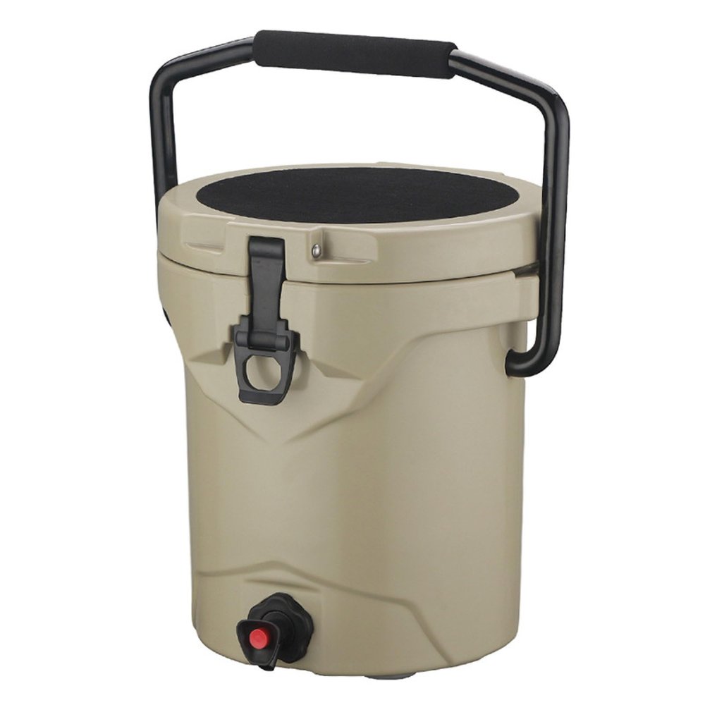 APLUSH Portable Water Cooler, 2.5 Gallon Camping Cooler Drink Dispenser with Faucet,10 QT Outdoor Cold & Hot Insulated Cooler for Camping Fishing Picnics Party,Beige,B