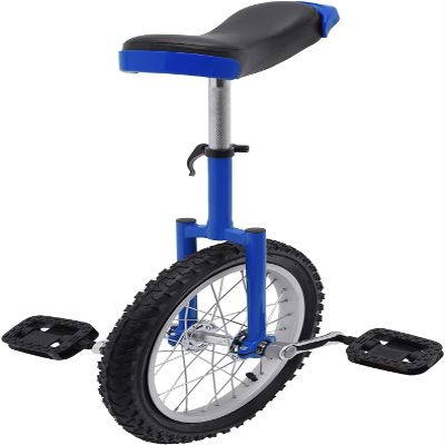16/24 Inch Wheel Unicycle with Steel Rim, Unicycle Electric Wheel Skidproof Mountain Tire Cycling Sports Exercise with Adjustable Seat, Adults Kids Outdoor Sports Fitness Exercise Tool (16Inch Blue)