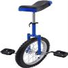 16/24 Inch Wheel Unicycle with Steel Rim, Unicycle Electric Wheel Skidproof Mountain Tire Cycling Sports Exercise with Adjustable Seat, Adults Kids Outdoor Sports Fitness Exercise Tool (16Inch Blue) view 1