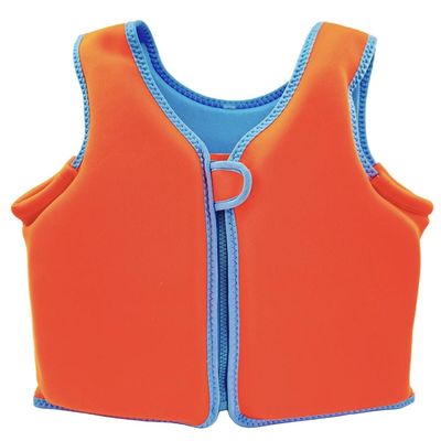 RYAZOZA Kids Swim Vest, Neoprene Swimsuit, Swimming Training Aid with Zipper, Great for Boys Girls(Orange,M (3-4 Years))