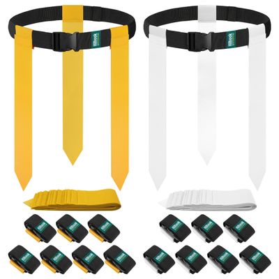 Hilhook Flag Football Belts, 14 Player Flag Football Set with 42 Flags for Kids Youth and Adults Training Equipment (White and Yellow)