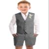 Kids Tuxedo Vest Suit for Toddler Boys Linen 3 Piece Set Casual Baby Boys Khaki Shorts Suit Beach Wedding Outfit Size 2t view 1