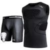 COOLOMG Mens Chest Rib Protector Shirts + Mens Compression Shorts with Cup Black S view 1