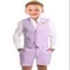 Tesscy Boy Short Suits Linen Light Blue Kids Tuxedo Vest Suits for Toddler Boys Formal Dress Clothes Beach Wedding Outfit Size 3t view 1