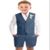 Linen Short Suits for Toddler Boys Summer Grey Vest Shorts Suit Set Casual 3 Piece Beach Wedding Party Tuxedo Outfit Size 2t view 1