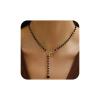 Aneneiceera Vintage Black Crystal Y Lariat Necklace Gold Hollow Bow Choker Necklace Black Rosary Bead Lariat Necklace Long Cz Drop Necklace Chain Jewelry for Women view 1