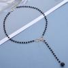 Aneneiceera Vintage Black Crystal Y Lariat Necklace Gold Hollow Bow Choker Necklace Black Rosary Bead Lariat Necklace Long Cz Drop Necklace Chain Jewelry for Women view 3