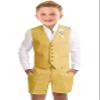 Boy Linen Vest Suits Formal 3 Pieces White Shorts Suit for Boys Beach Wedding Outfit Kids Prom Tuxedo Dresswear Set Size 5 view 1