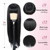 Luxclipse Long Straight Black Real Hair Wig with Bangs, Heat Resistant, Breathable, Capless, Glueless Human Hair Wigs for Daily Party and Costume Use (Black with Bangs) view 3
