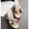SACFOF Women's 3D Flower Woven Espadrille Wedge Sandals Slides Bohemia Casual Breathable Dress High Heels Platform Wedding Party Sandals view 4