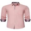 HISDERN Mens Pink Dress Shirts Business Button Down Long Sleeve Shirts Casual Formal Tuxedo Shirt for Men Regular Fit Party view 1