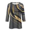 Womens 3/4 Sleeve Tops 2025 Spring Print Round Neck Shirts Loose Fit Three Quarter Sleeve Tshirts view 3
