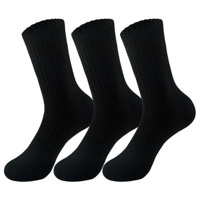 MAGIARTE Womens Compression Athletic Cotton Crew Socks Moisture Wicking Running Cycling Multi Sports Socks for Women 3 PACK (#02M Black)