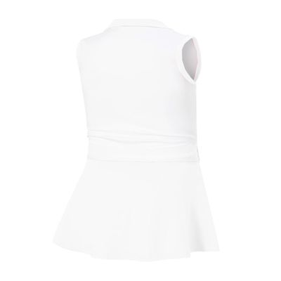 Kids Girls Sleeveless Tennis Golf Dress with Pockets and Athletic Skorts Set - Pure White