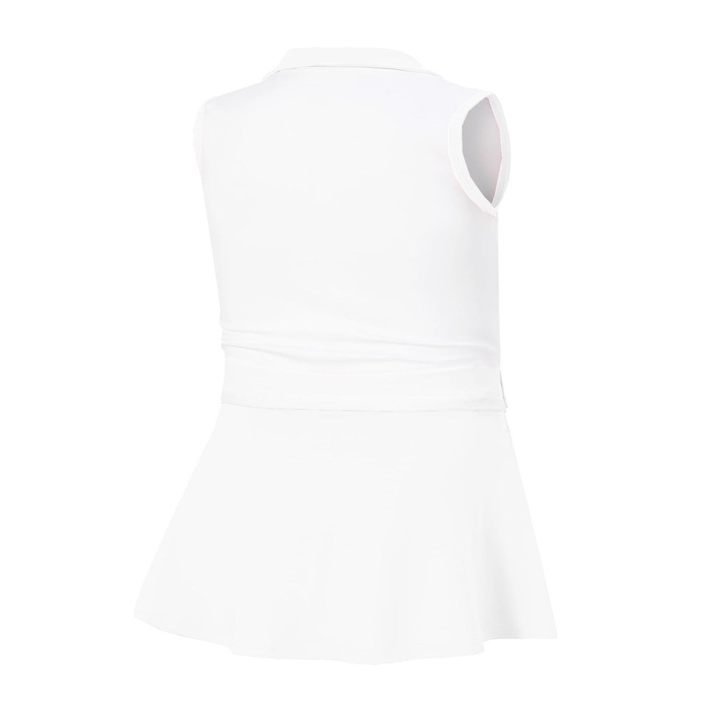 Kids Girls Sleeveless Tennis Golf Dress with Pockets and Athletic Skorts Set - Pure White