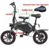 Wkantlaes Front Bike Child Seat Mounted Saddle Seats with Seat Cover Handlebar Combo Pack, Set of Children Saddle Seat Foot Pedals for DYU D3 F Electric Bike Folding Electric Commuter City Bicycle view 2