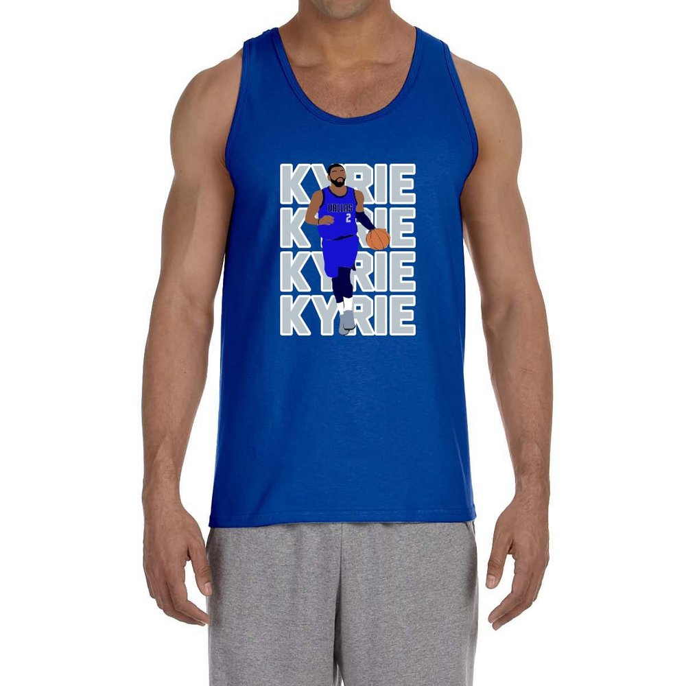 Blue Kyrie Irving Text Pic Tank Top Adult XL