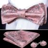 Barry.Wang Self Tie Bow Ties for Men Blush Pink Bow Tie Pocket Square Cufflinks Set Paisley Flower Bowtie Wedding Party view 2