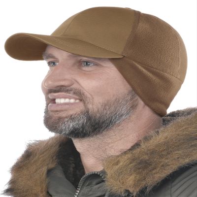2SBR 2SABERS Mens Winter Hat with Earflaps and Visor - Warm Trucker Baseball Cap Hat Coyote