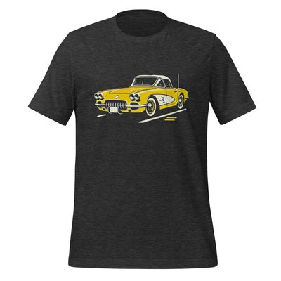 1958 Sports Car t-Shirt Yellow C1 Vette Art Graphic Tee for Chevy Classic Car Owners