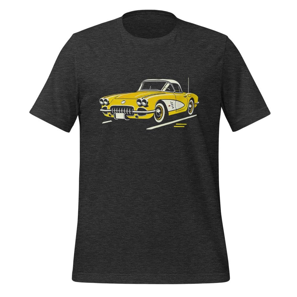 1958 Sports Car t-Shirt Yellow C1 Vette Art Graphic Tee for Chevy Classic Car Owners