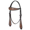 HILASON Western Horse Leaf Hand Carved Headstall Genuine Leather Dark Brown view 1
