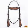 HILASON Western Horse Leaf Hand Carved Headstall Genuine Leather Dark Brown view 2