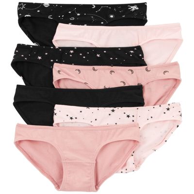 Carter's Girls' Little 7-pack Underwear (Pink/Black Stars, 6 Years)
