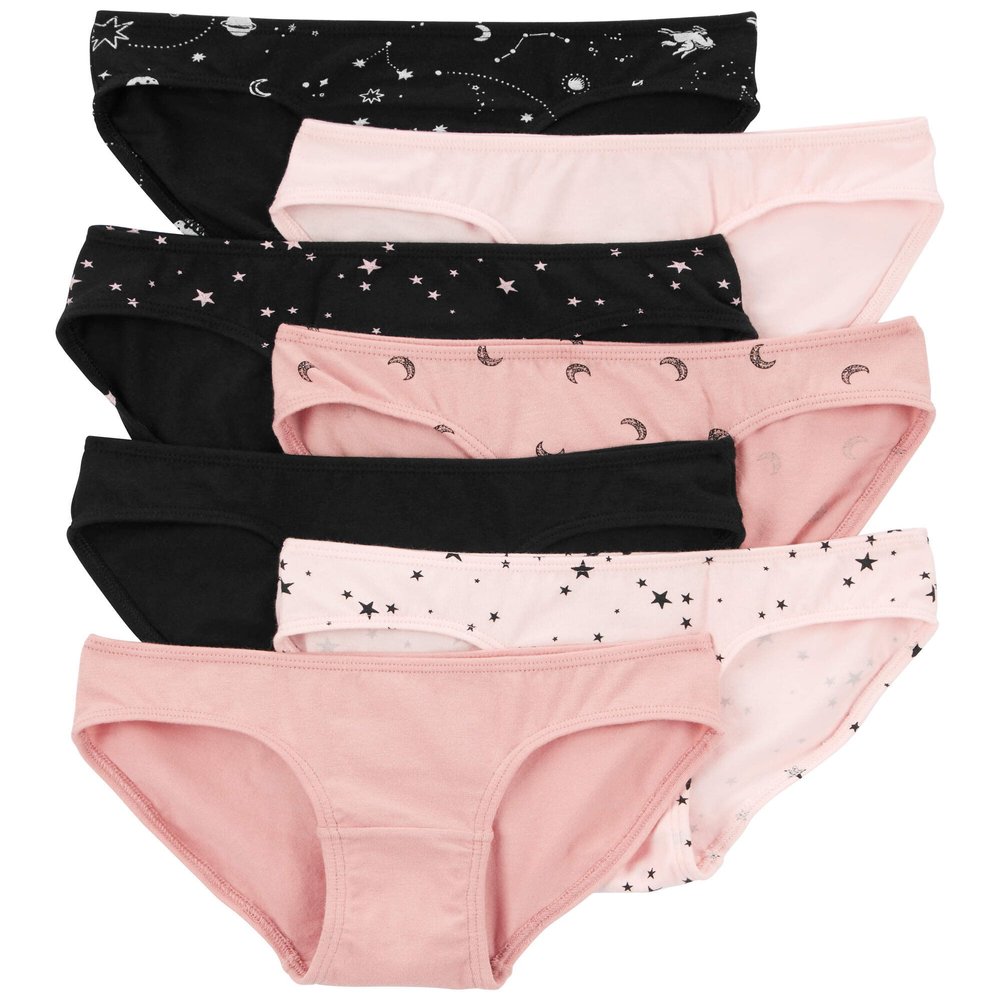 Carter's Girls' Little 7-pack Underwear (Pink/Black Stars, 6 Years)