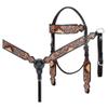 HILASON Horse Floral Hand Painted American Leather Breast Collar Headstall Dark Brown | and Set Western Tack view 1