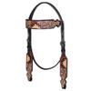 HILASON Horse Floral Hand Painted American Leather Breast Collar Headstall Dark Brown | and Set Western Tack view 2