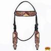 HILASON Horse Floral Hand Painted American Leather Breast Collar Headstall Dark Brown | and Set Western Tack view 4