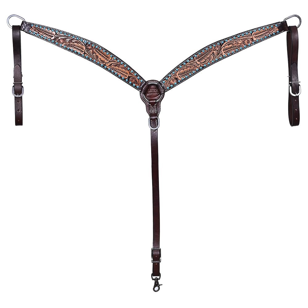 HILASON Western Horse Breast Collar Genuine Leather Dark Brown | for Horses