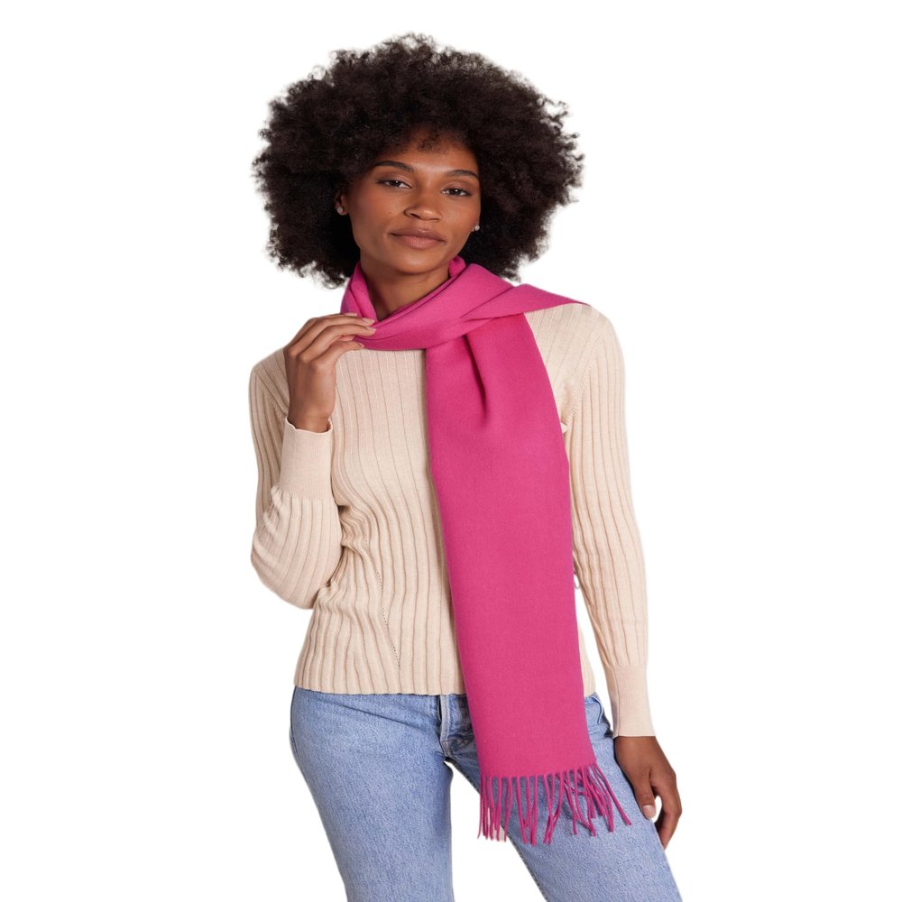 Alashan Cashmere Ultra-Fine Merino Wool and Cashmere Blend Woven Scarf -Luxe fabric-Lightweight- 72" x 12" (Valentine)