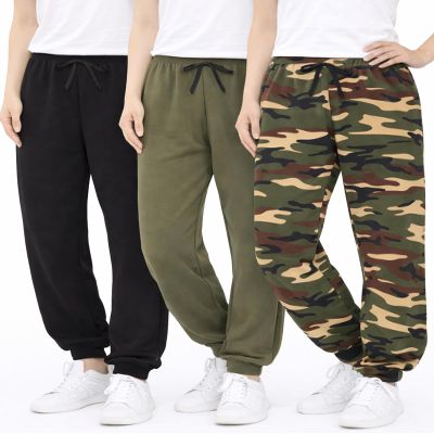 Sweet Hearts Girls Sweatpants - 3 Pack Super Soft Performance Jogger Girls Pants: Made in USA (Sizes 5-18), Size 5-6, Black/Camo/Army Green