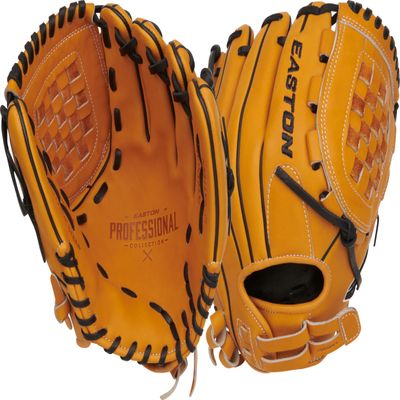 Easton | Professional Collection Fastpitch Softball Glove | Right Hand Throw | 12" - Basket Web | Tan/Black