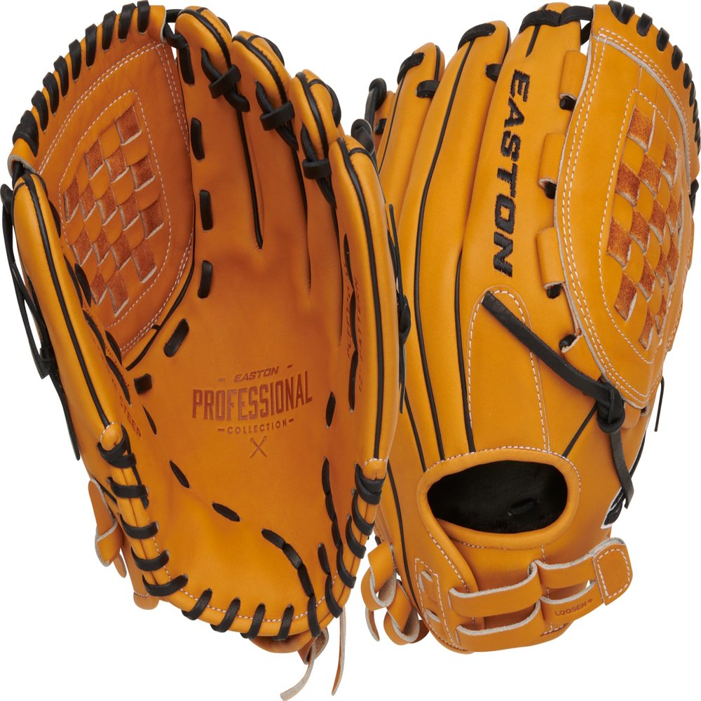 Easton | Professional Collection Fastpitch Softball Glove | Right Hand Throw | 12" - Basket Web | Tan/Black