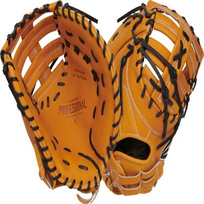 Easton | Professional Collection Fastpitch First Base Mitt | Right Hand Throw | 13" - Single Post Double Bar Web | Tan/Black